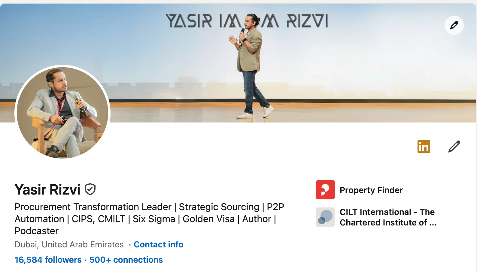 Yasir Rizvi LinkedIn profile — 16,584 followers
